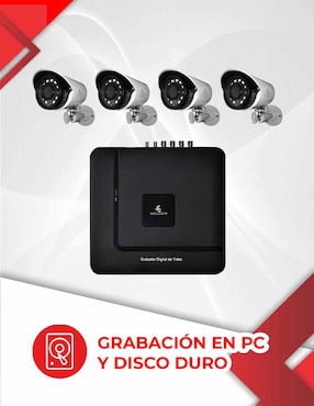 Kit 4 cámaras de seguridad Secucore alámbrica Full HD con capacidad para grabar visión nocturna para interior