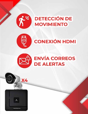 Kit 4 cámaras de seguridad Secucore alámbrica Full HD con capacidad para grabar visión nocturna para interior