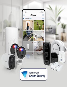 Kit 4 cámaras de seguridad Swann alámbrica Full HD 90° con capacidad para grabar visión nocturna para interior y exterior