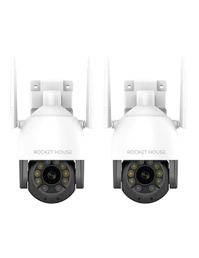 Kit 2 cámaras de seguridad Rocket House inalámbrica Full HD 360° con capacidad para grabar visión nocturna para exterior