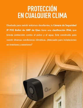 Cámara individual de seguridad Qian alámbrica Full HD 47° a 100° con capacidad para grabar visión nocturna para interior y exterior