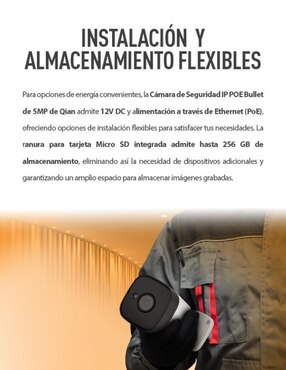 Cámara individual de seguridad Qian alámbrica Full HD 47° a 100° con capacidad para grabar visión nocturna para interior y exterior