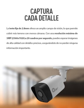 Cámara individual de seguridad Qian alámbrica Full HD 47° a 100° con capacidad para grabar visión nocturna para interior y exterior