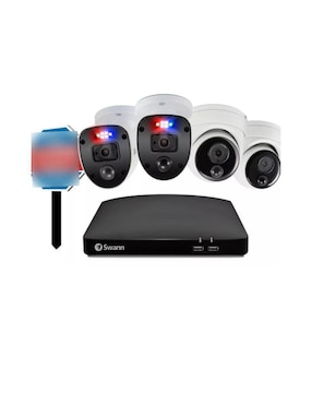 Kit 4 Cámaras De Seguridad Swann Alámbrica Full Hd 90° Con Capacidad De Grabar Con Visión Nocturna"compatible Con Hey Google, Chromecast, Google Home Hub O Dispositivos Alexa Con Una Pantalla, Como Echo Spot Para Interior Y Exterior