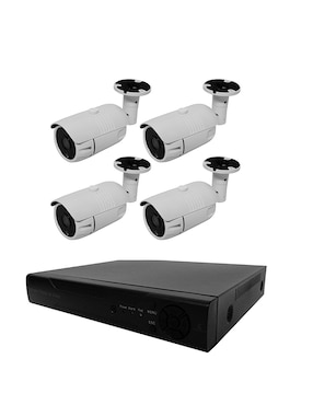 Kit 4 Cámaras De Seguridad Secucore Alámbricas 4K/UHD 90° Con Capacidad De Grabar Y Visión Nocturna Compatible Con Onvif Para Interior Y Exterior