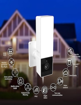 Cámara Wi-Fi de seguridad Nexxt Solutions inalámbrica 2K 110° con capacidad para grabar visión nocturna para exterior