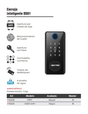 Cerradura digital Dexter DS01 NS de combinación