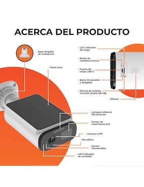 Cámara wi-fi de seguridad Tecnolite Connect inalámbrica 2K 120° con visión nocturna para exterior
