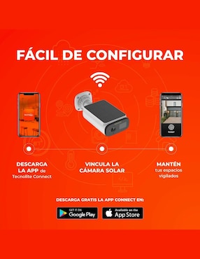 Cámara wi-fi de seguridad Tecnolite Connect inalámbrica 2K 120° con visión nocturna para exterior