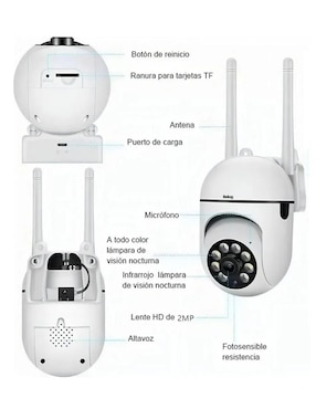 Kit 2 cámaras de seguridad Belug inalámbricas full HD 360° con visión nocturna con capacidad para grabar para interior y exterior