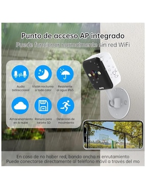 Cámara Wi-Fi de seguridad con visión nocturna belug Inalámbrica HD 360° con capacidad de grabar para interior y exterior