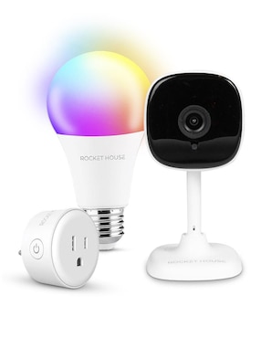 Cámara wi-fi de seguridad Rocket House modelo RH-KIT02
inalámbrica Full HD 94 con capacidad de grabar visionnocturna para interior
