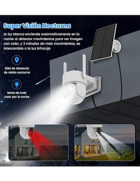 Cámara solar de seguridad Lab.g inalámbrica full hd 360° con capacidad de grabar vision nocturna para interior y exterior