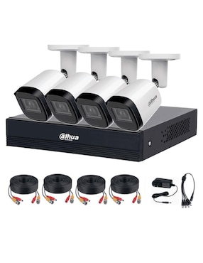 Kit 4 cámaras de seguridad Dahua modelo XVR1B04-I/4-B2A21N-IL alámbricas Full HD 80 a 19 con capacidad de grabar para interior y exterior