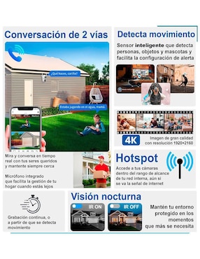 Cámara individual de seguridad Vak modelo VS-W43 inalámbrica 4K/UHD 90° con capacidad de grabar y visión nocturna para interior y exterior