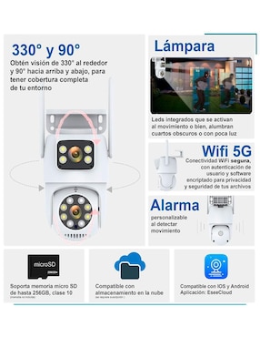 Cámara individual de seguridad Vak modelo VS-W43 inalámbrica 4K/UHD 90° con capacidad de grabar y visión nocturna para interior y exterior