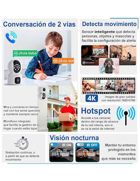 Cámara individual de seguridad Vak modelo VS-W10 inalámbrica 4K/UHD 90° con capacidad de grabar y visión nocturna para interior