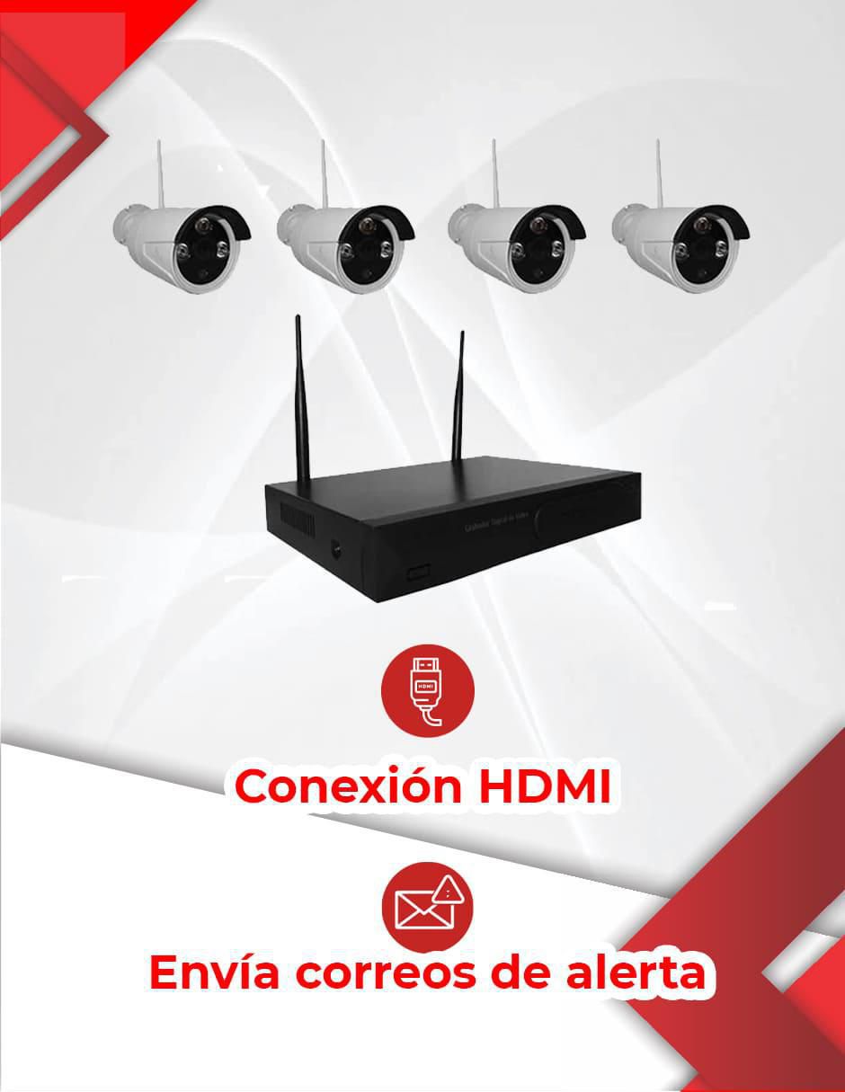 Kit 4 cámaras de seguridad alámbrica Full HD 90° con capacidad para grabar para interior y exterior 3
