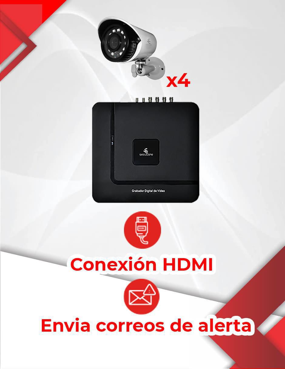 Kit 4 cámaras de seguridad alámbrica Full HD 90° con capacidad para grabar para interior y exterior 3