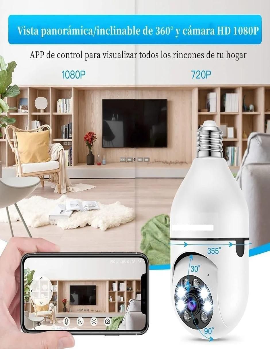 Cámara individual de seguridad alámbrica Full HD 360° con capacidad para grabar para interior y exterior 2