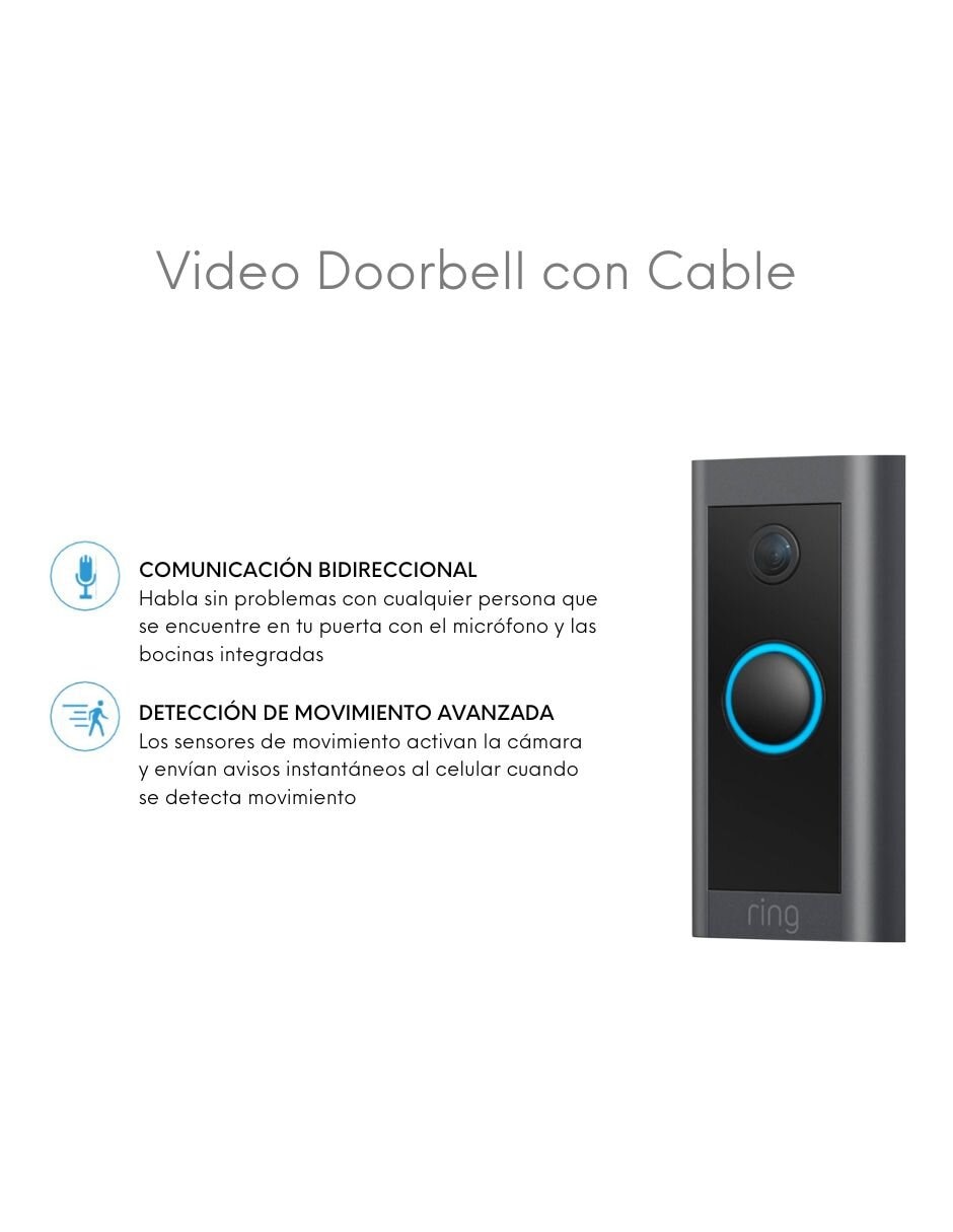 Timbre Inteligente modelo Video Doorbell Wired Wi-Fi con Cable 8
