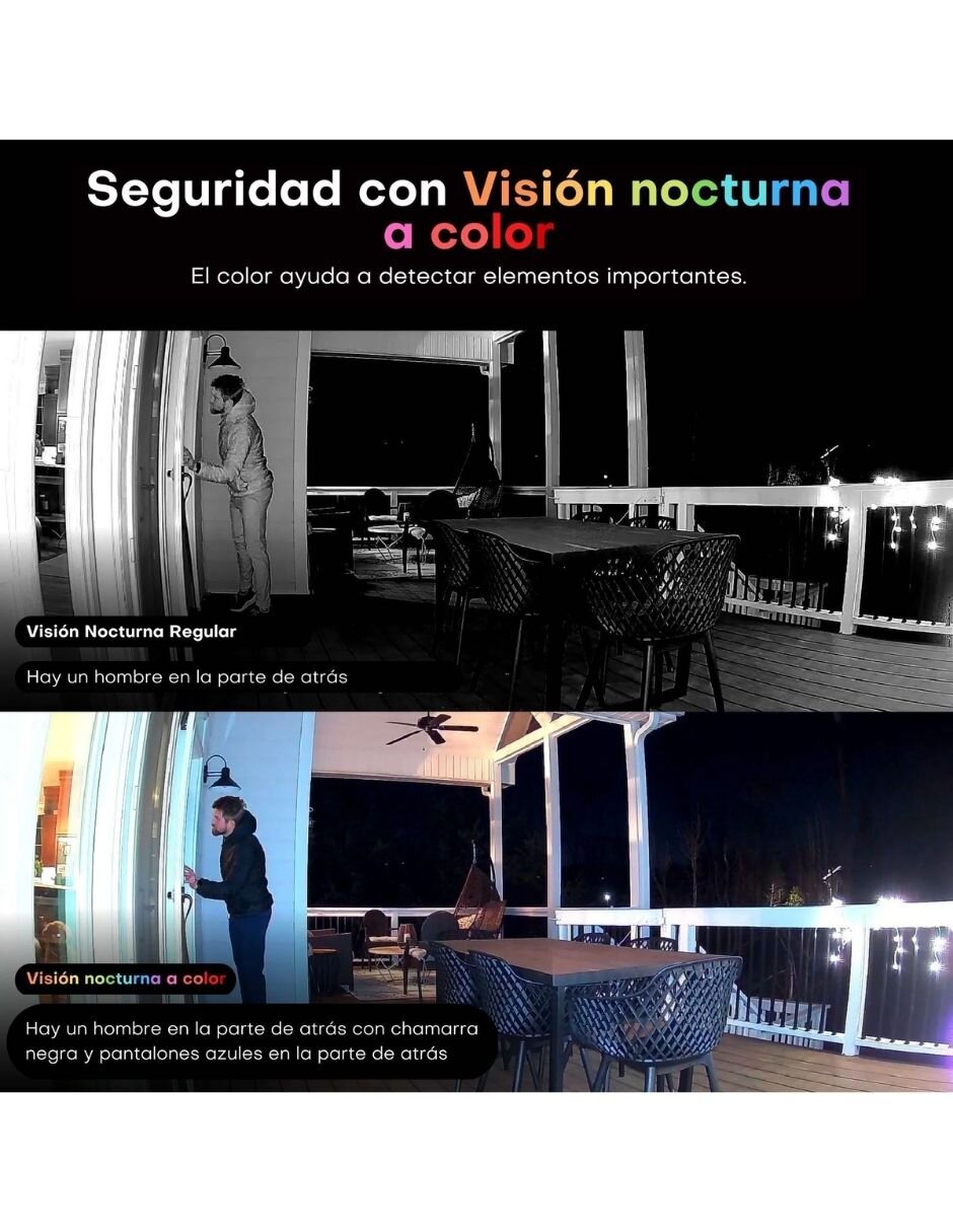 Cámara Wi-Fi de seguridad inalámbrica HD 114° con capacidad para grabar para interior y exterior 10