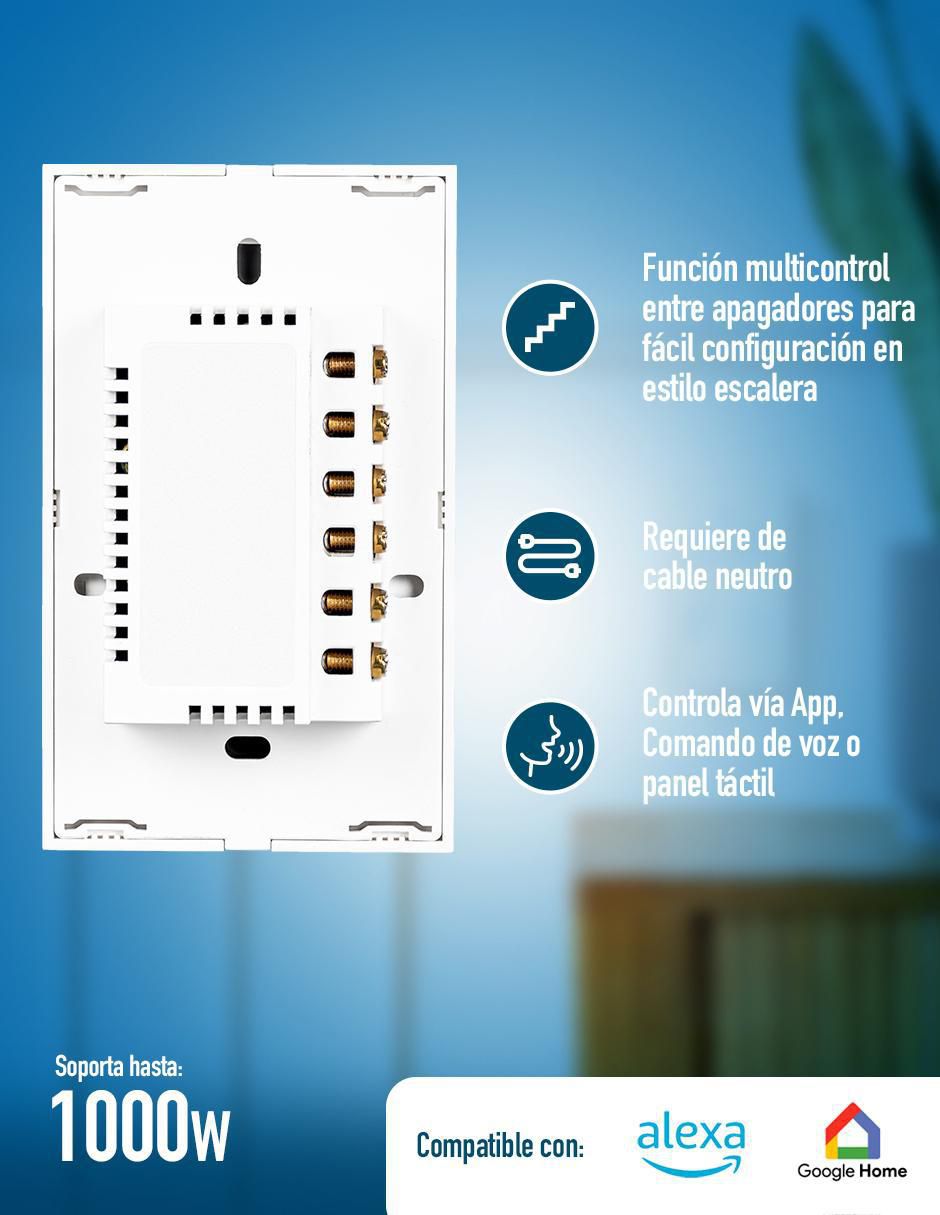 Interruptor Inteligente NetzHome WS01 3 WiFi Google Alexa