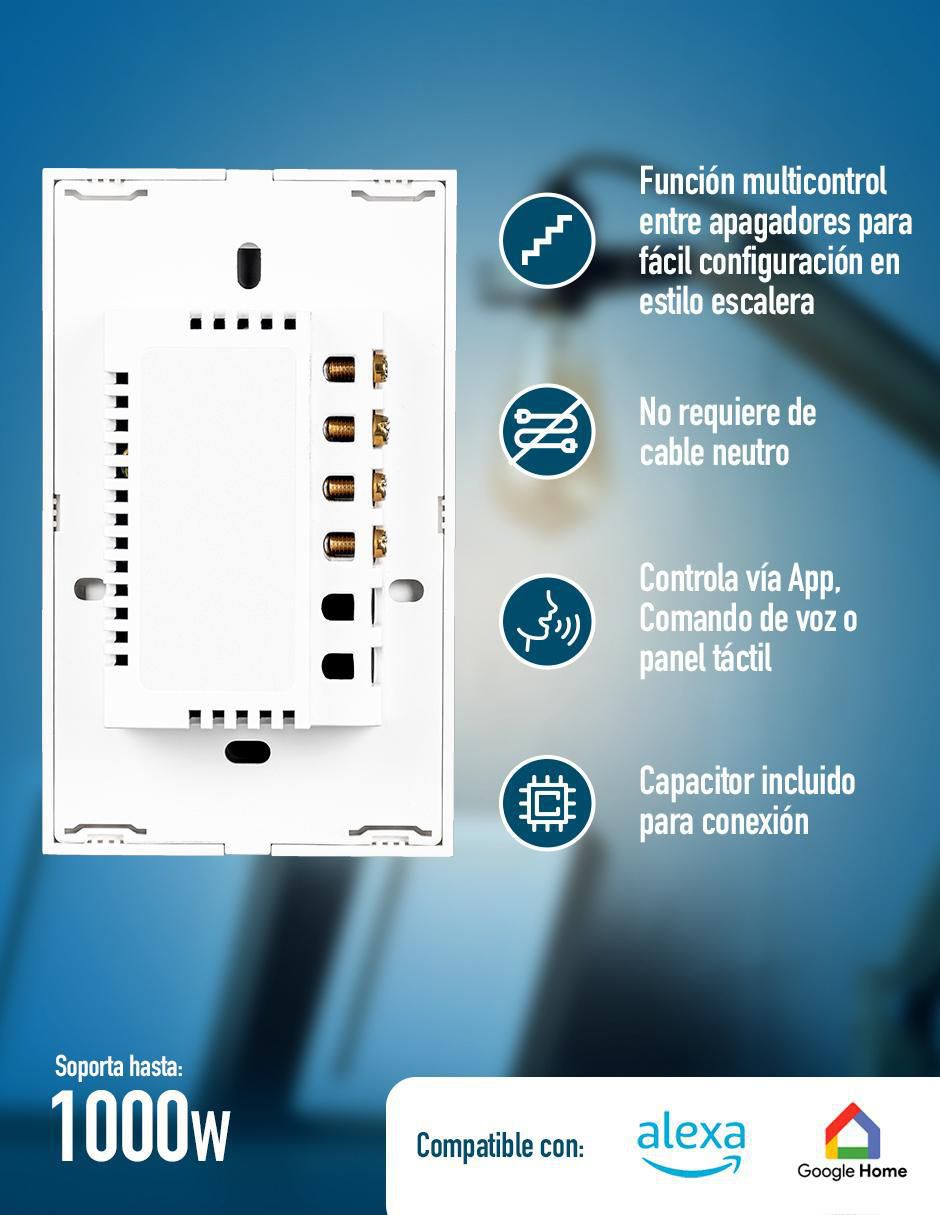 Interruptor Inteligente NetzHome WS01 3 WiFi Google Alexa