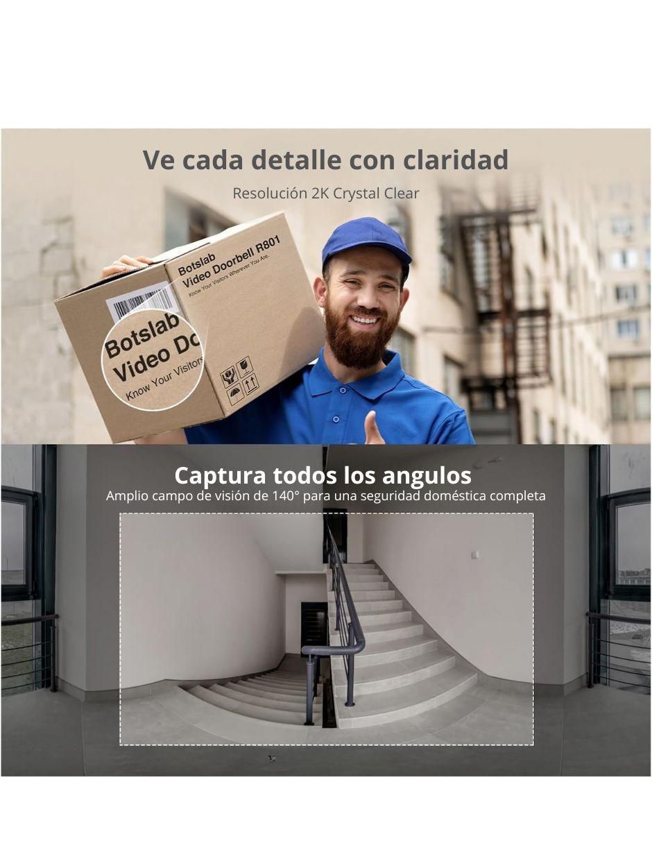 Cámara con timbre de seguridad inalámbrica HD 120° a 170° con capacidad para grabar para exterior 3