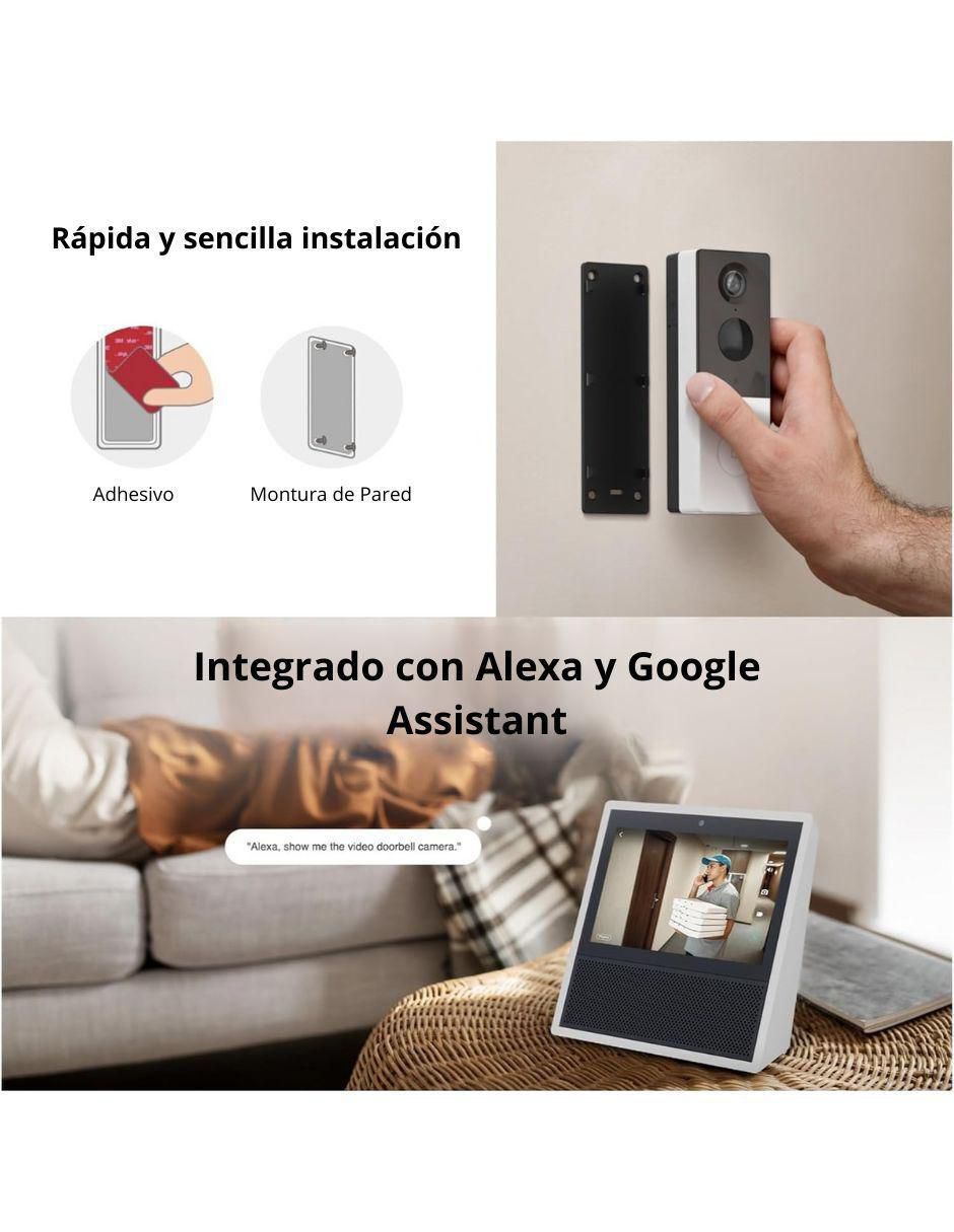 Cámara con timbre de seguridad inalámbrica HD 120° a 170° con capacidad para grabar para exterior 6