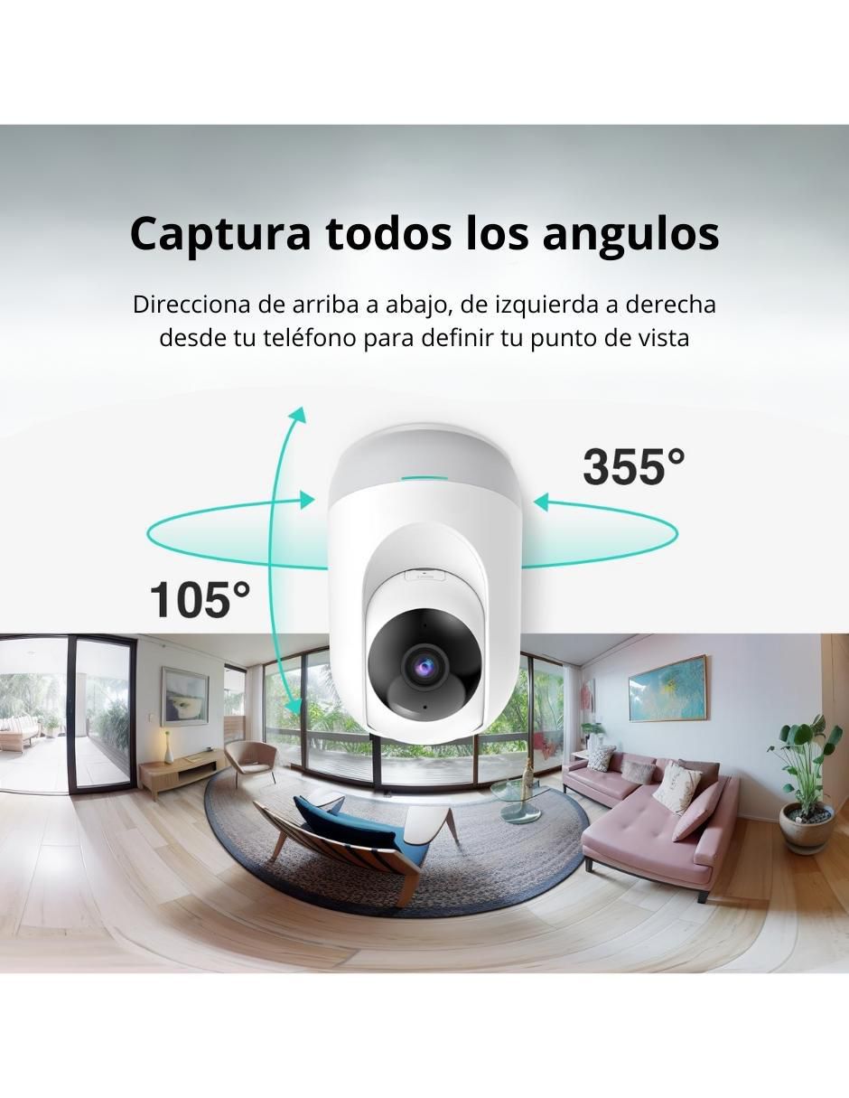 Cámara Wi-Fi de seguridad inalámbrica HD 360° con capacidad para grabar para interior 3
