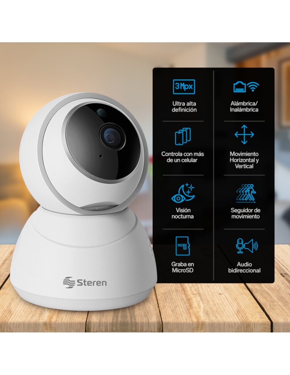 Cámara individual de seguridad inalámbrica Full HD 360° con capacidad para grabar para interior 2