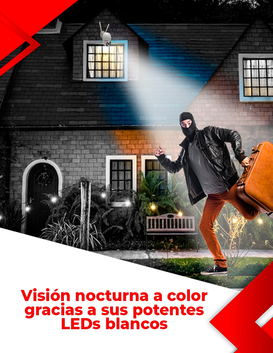 Cámara Wi-Fi de seguridad inalámbrica QHD 84° con capacidad para grabar para interior y exterior 4