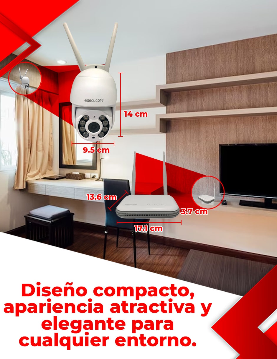 Kit 4 cámaras de seguridad inalámbrica QHD 85° con capacidad para grabar visión nocturna para interior y exterior 8