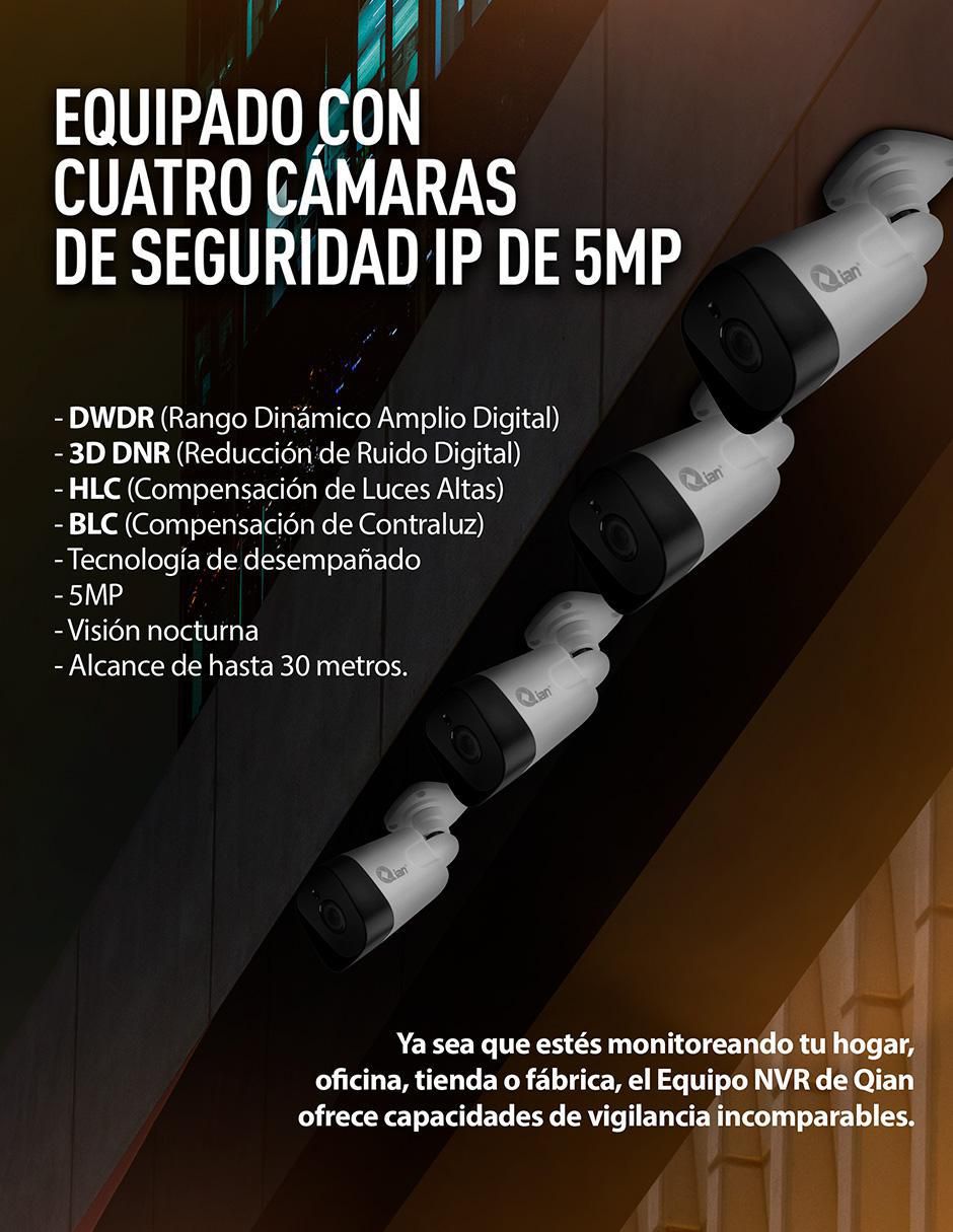 Kit 4 cámaras de seguridad alámbrica Full HD 60° con capacidad para grabar visión nocturna para interior y exterior 9