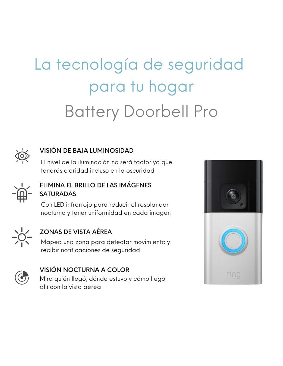 Cámara con timbre de seguridad modelo Battery Doorbell Pro inalámbrica HD 150° a 60° con capacidad para grabar visión nocturna para exterior 6
