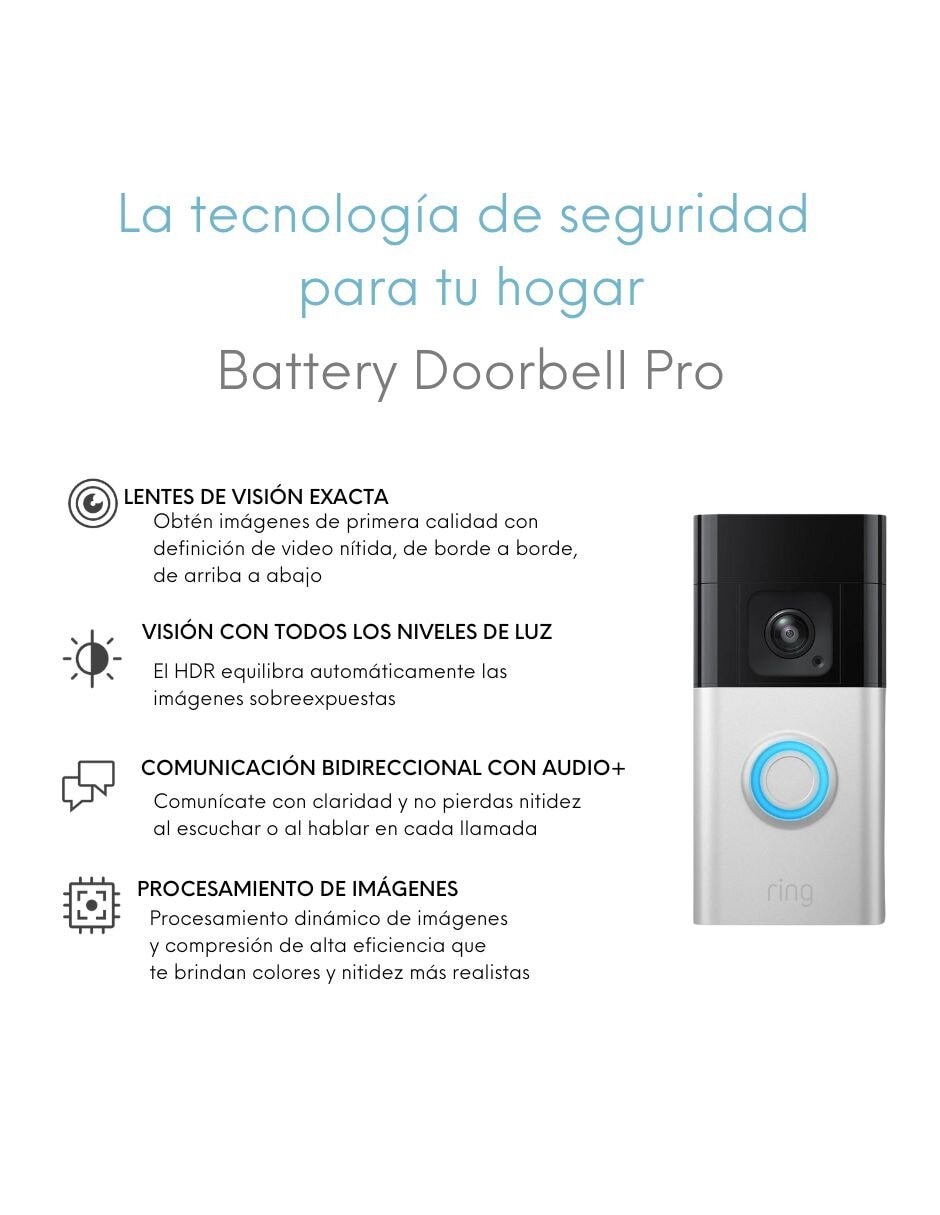Cámara con timbre de seguridad modelo Battery Doorbell Pro inalámbrica HD 150° a 60° con capacidad para grabar visión nocturna para exterior 7