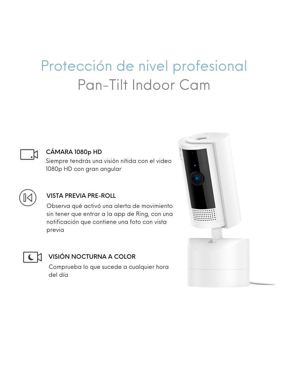 Cámara individual de seguridad modelo Pant Tilt Indoor Cam alámbrica HD 360° con capacidad para grabar visión nocturna para interior 9