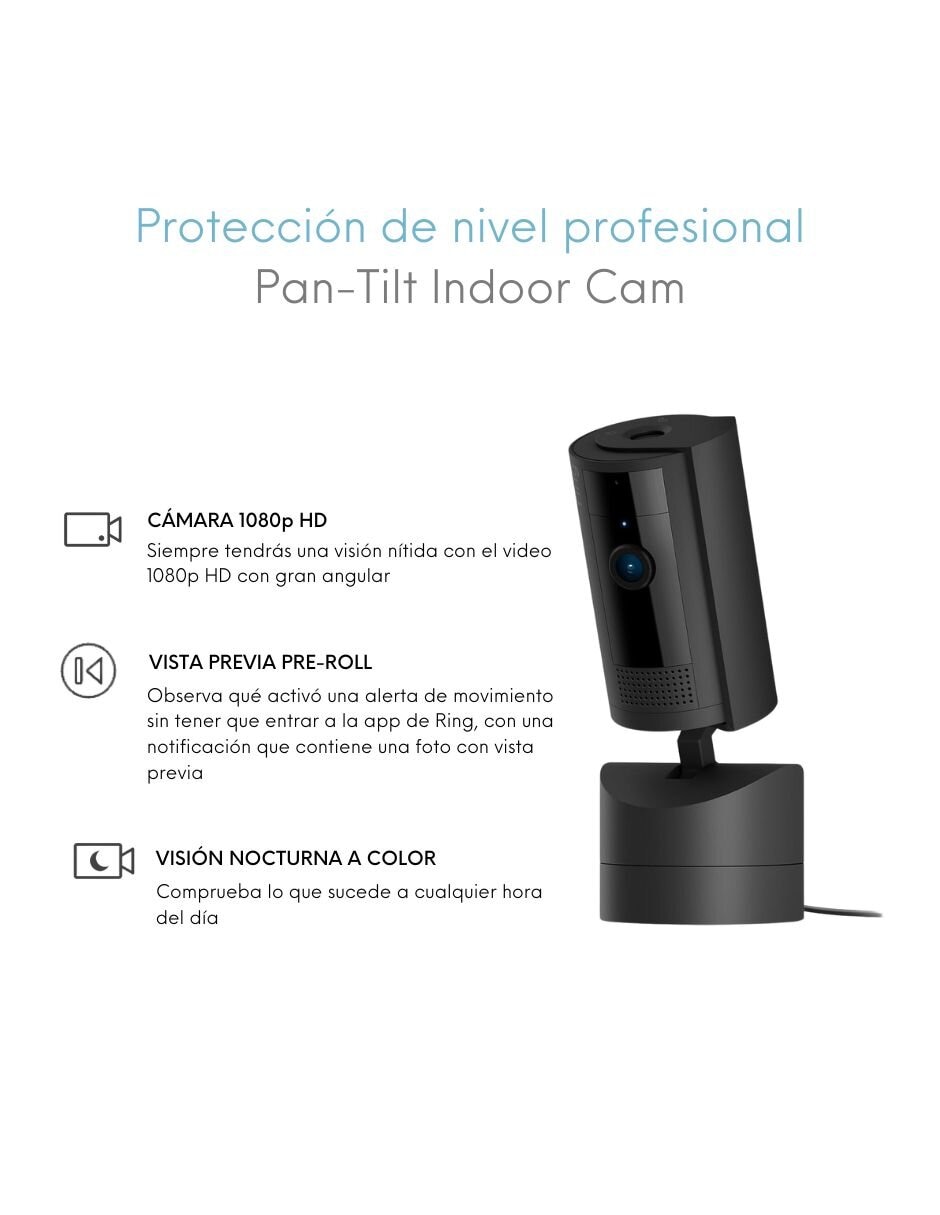 Cámara individual de seguridad modelo Pant Tilt Indoor Cam alámbrica HD 360° con capacidad para grabar visión nocturna para interior 5