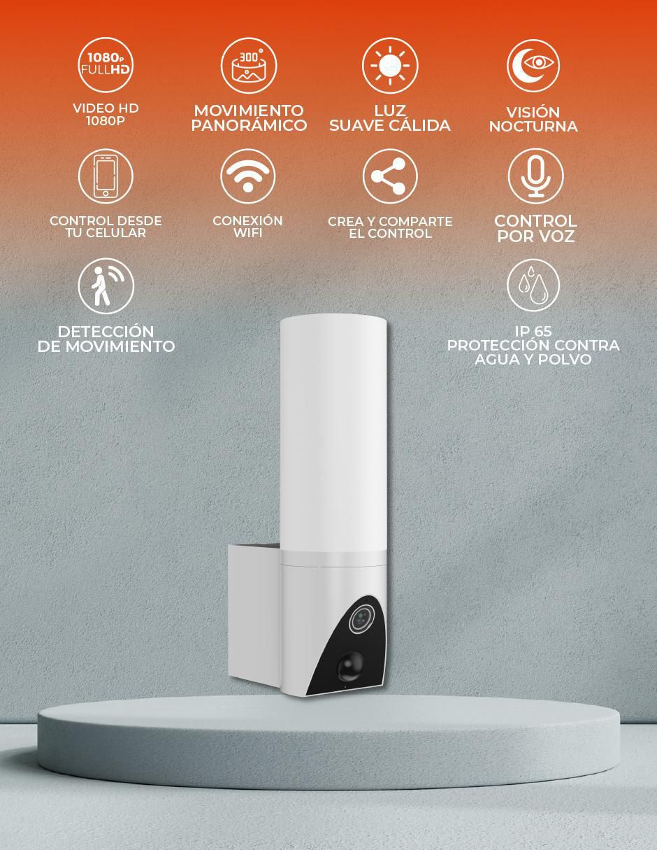 Cámara Wi-Fi de seguridad inalámbrica Full HD 350° con capacidad para grabar visión nocturna para exterior 9