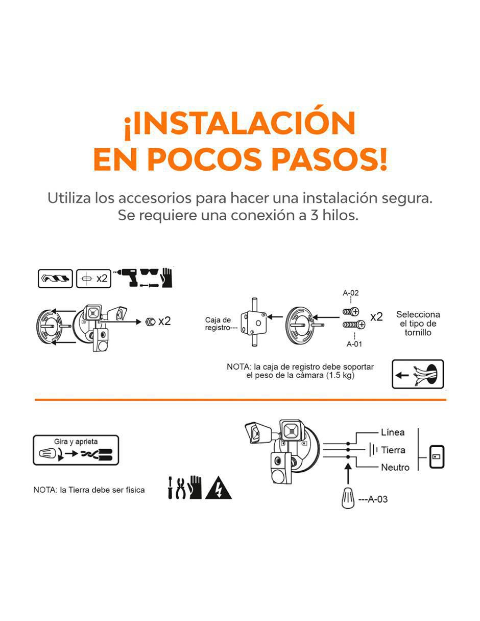Cámara Wi-Fi de seguridad inalámbrica Full HD 120° con capacidad para grabar visión nocturna para interior y exterior 2