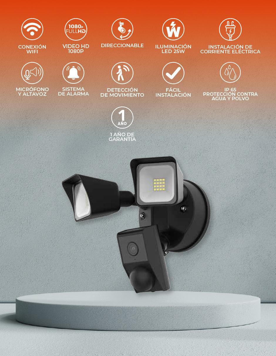 Cámara Wi-Fi de seguridad inalámbrica Full HD 120° con capacidad para grabar visión nocturna para interior y exterior 5