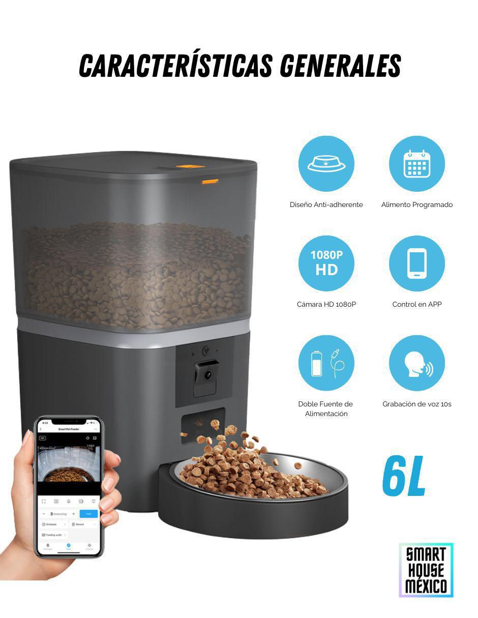 "alimentador automático" smart house "para" perro y gato