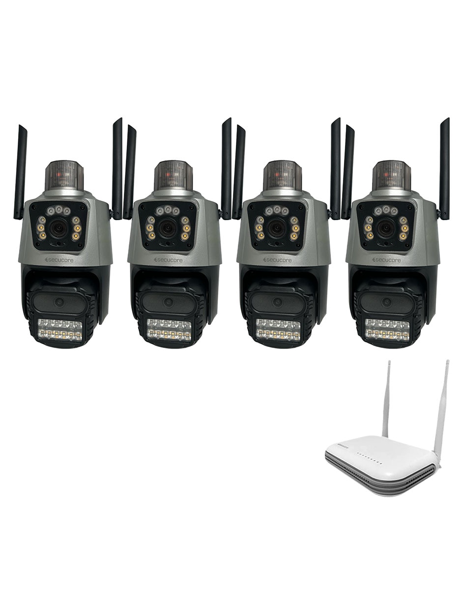 Kit 4 cámaras de seguridad inalámbrica 2K 350° con capacidad para grabar visión nocturna para interior y exterior
