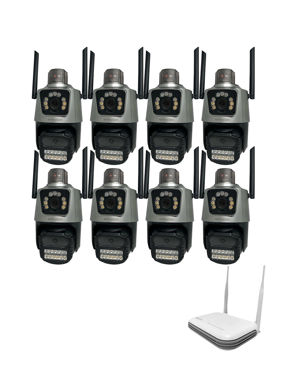 Kit 8 cámaras de seguridad inalámbrica 2K 350° con capacidad para grabar visión nocturna para interior y exterior