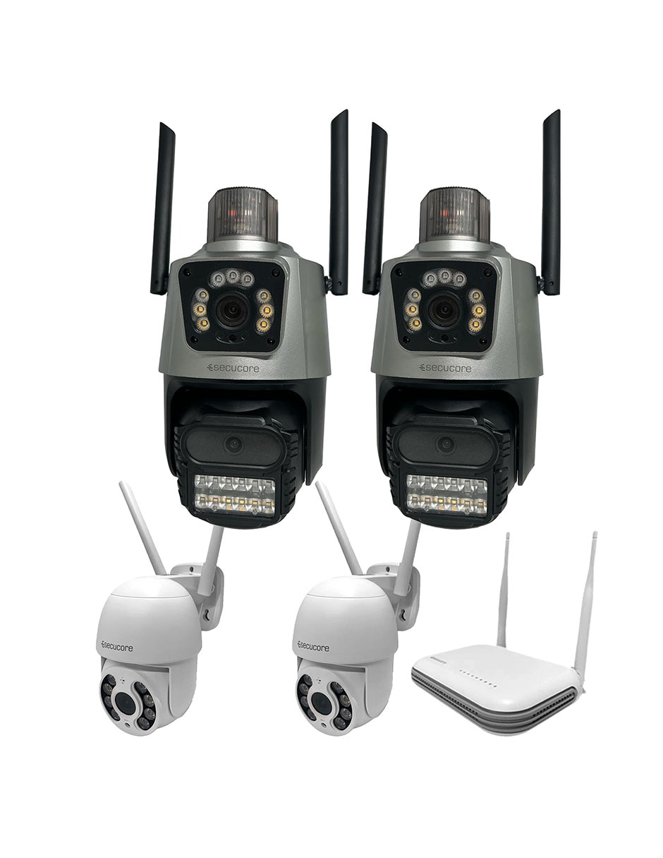 Kit 4 cámaras de seguridad inalámbrica 2K 350° con capacidad para grabar visión nocturna para interior y exterior