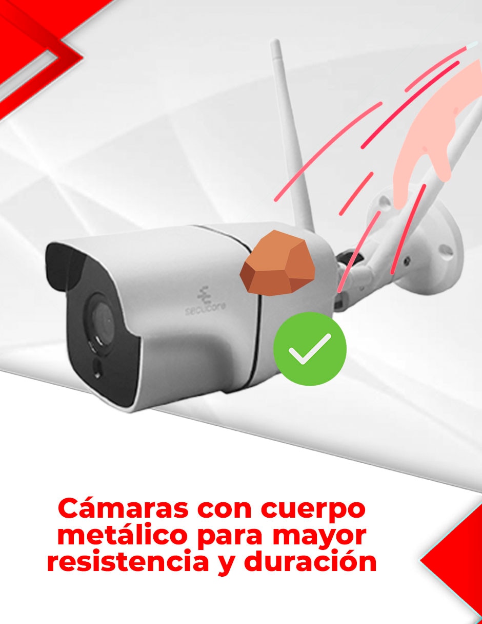 Kit 4 cámaras de seguridad inalámbrica Full HD 70° con capacidad para grabar visión nocturna para interior y exterior 3
