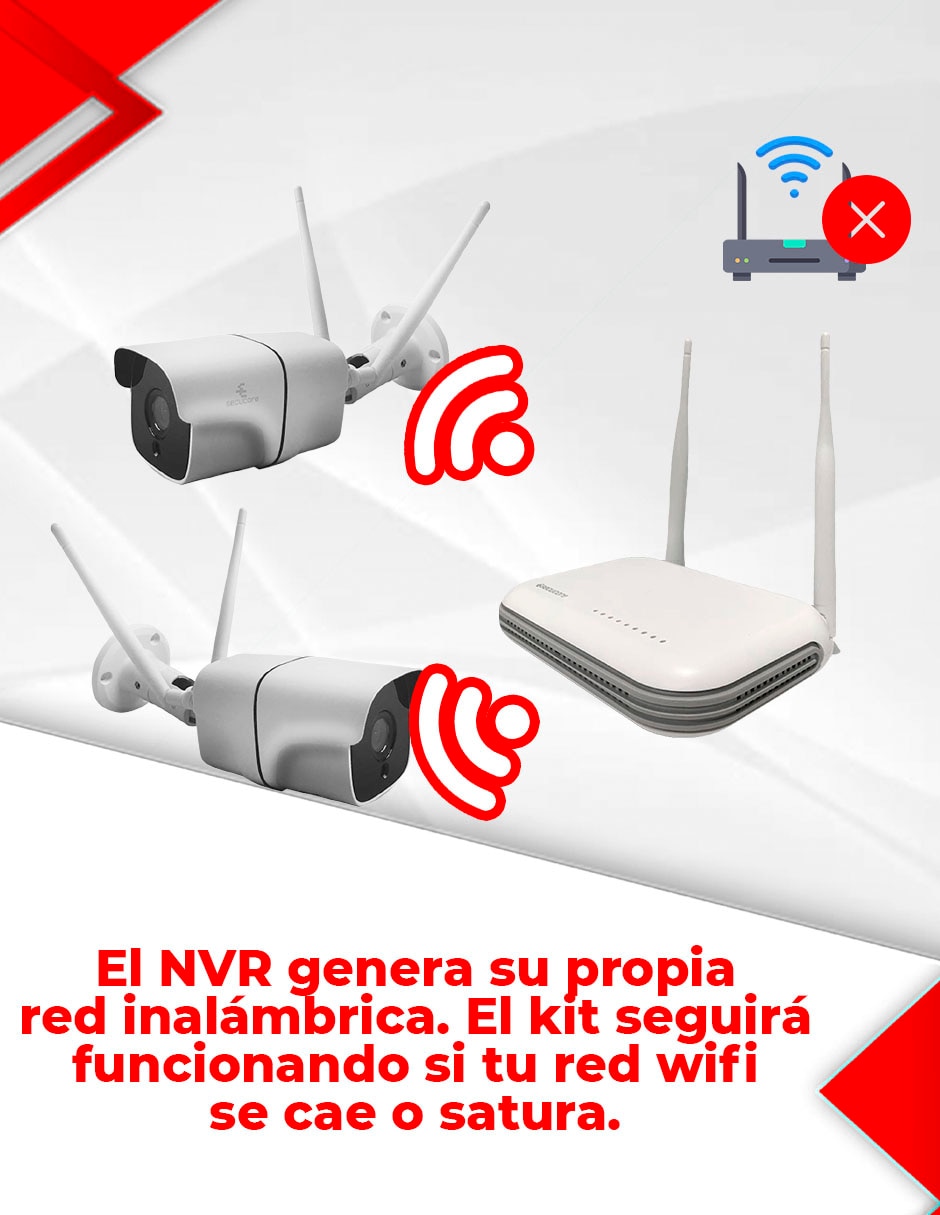 Kit 4 cámaras de seguridad inalámbrica Full HD 70° con capacidad para grabar visión nocturna para interior y exterior 4