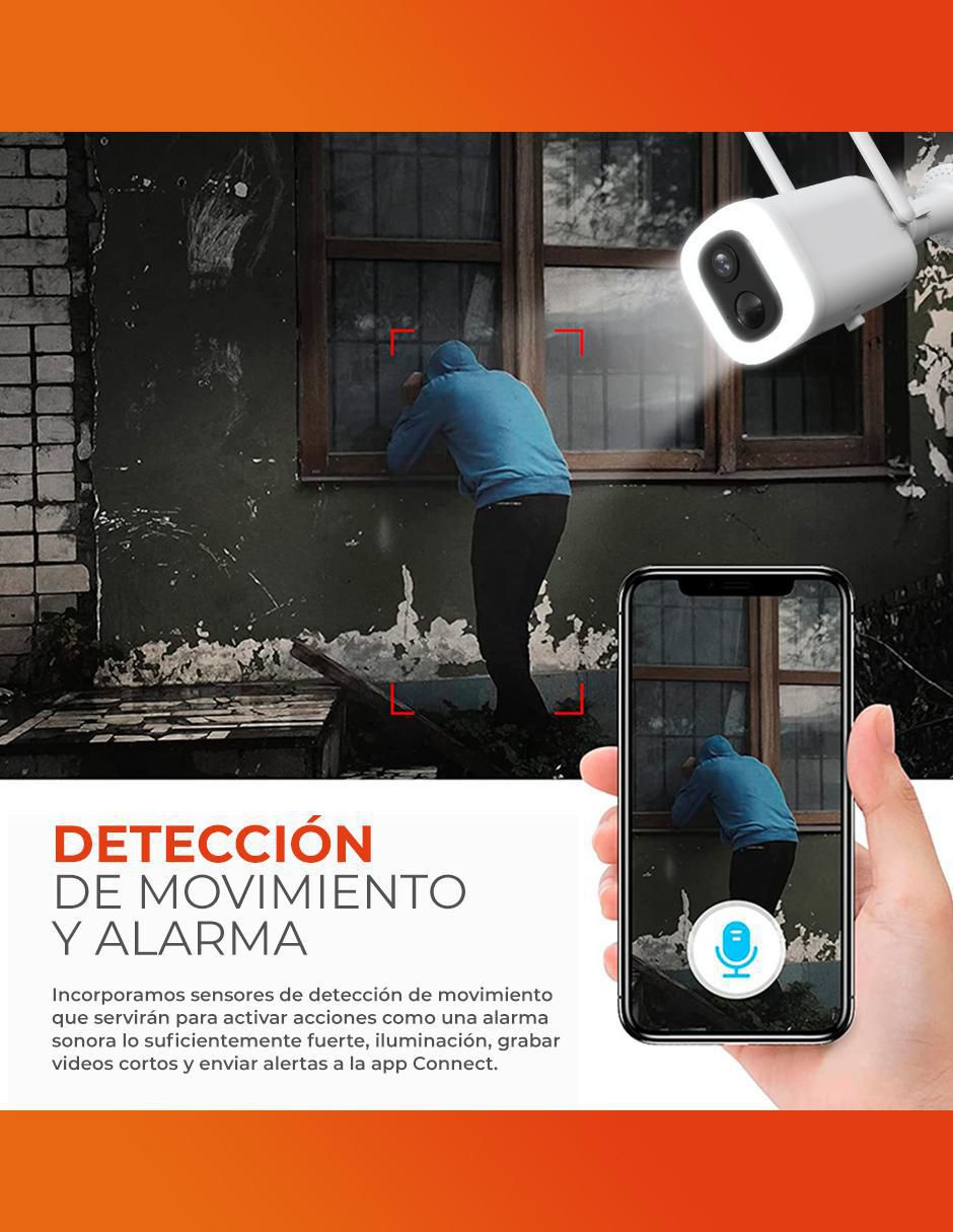 Cámara Wi-Fi de seguridad inalámbrica 2K 120° con capacidad para grabar visión nocturna para interior y exterior 4