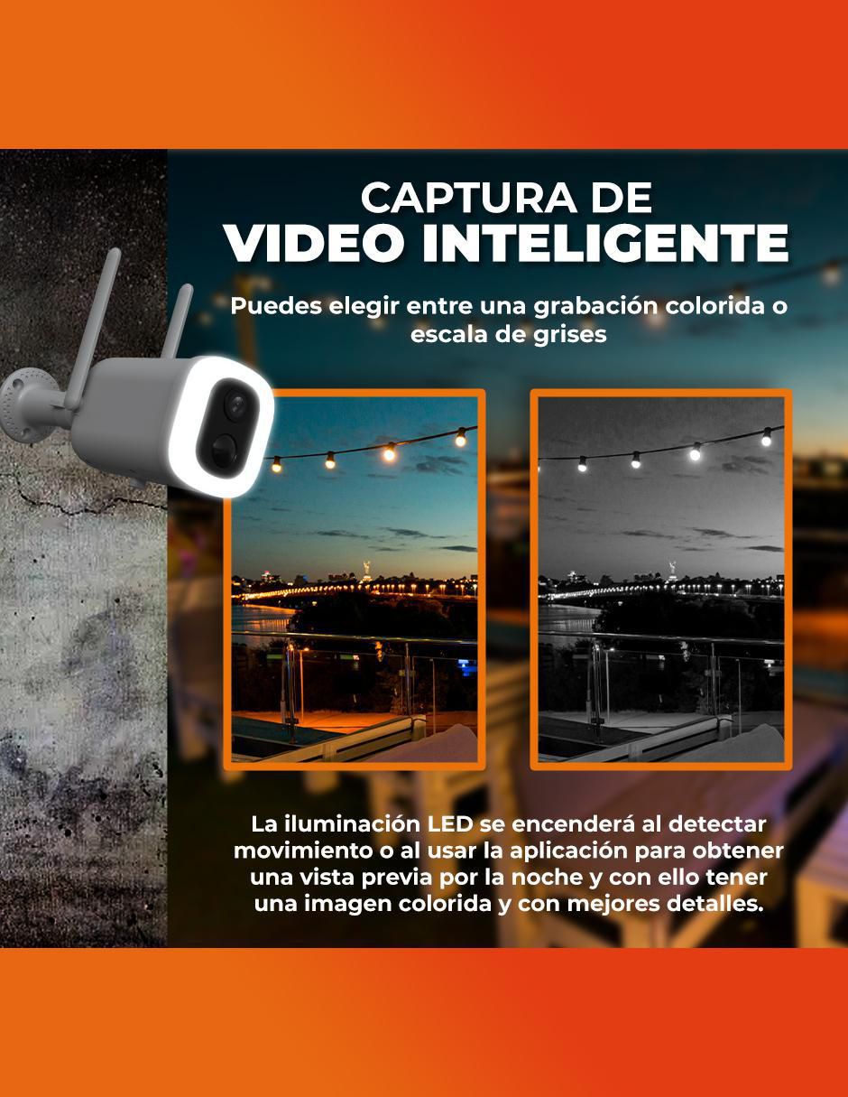 Cámara Wi-Fi de seguridad inalámbrica 2K 120° con capacidad para grabar visión nocturna para interior y exterior 5